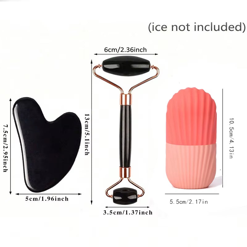 1/2/3Pcs Ice Face Roller Facial Skincare Ice Roller Set,Facial Roller Guasha Facetool Set,Face Massage Roller Lifting Contouring