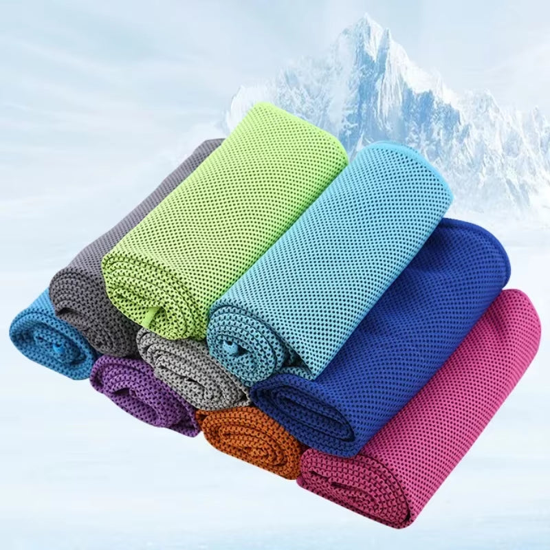 Cold Towel Portable Mini Silica Gel Set Polyester Fiber Outdoor Cooling Towel Fitness Sports Gym Running Quick Dry Cool Towel