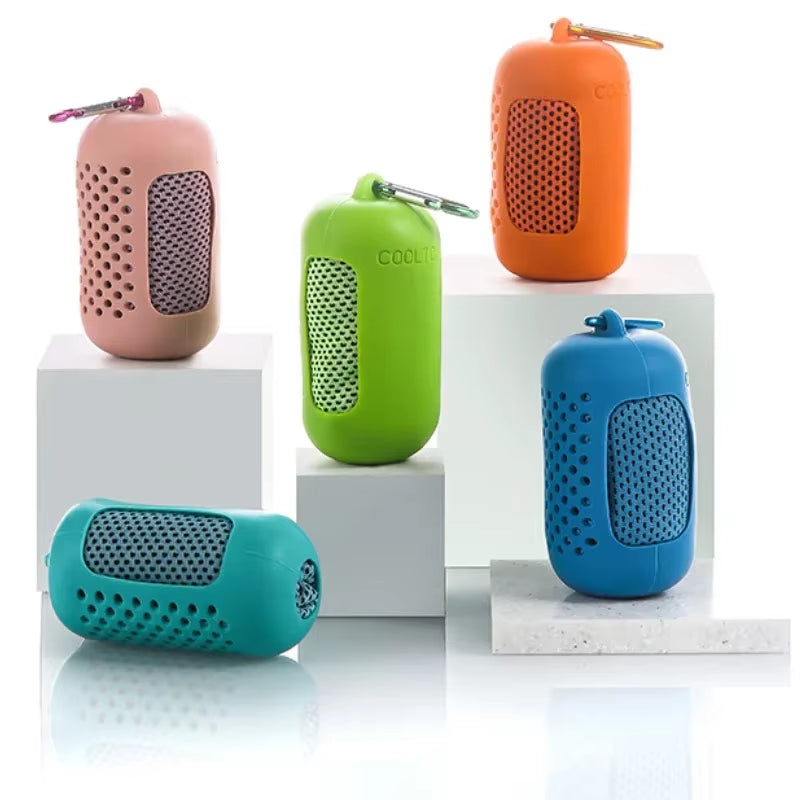 Cold Towel Portable Mini Silica Gel Set Polyester Fiber Outdoor Cooling Towel Fitness Sports Gym Running Quick Dry Cool Towel