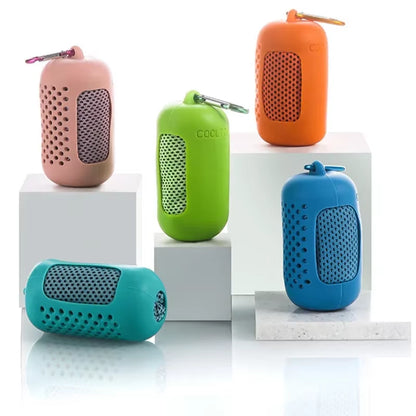 Cold Towel Portable Mini Silica Gel Set Polyester Fiber Outdoor Cooling Towel Fitness Sports Gym Running Quick Dry Cool Towel