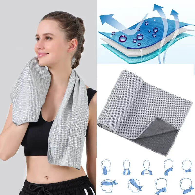 Cold Towel Portable Mini Silica Gel Set Polyester Fiber Outdoor Cooling Towel Fitness Sports Gym Running Quick Dry Cool Towel
