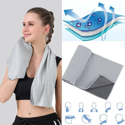 Cold Towel Portable Mini Silica Gel Set Polyester Fiber Outdoor Cooling Towel Fitness Sports Gym Running Quick Dry Cool Towel